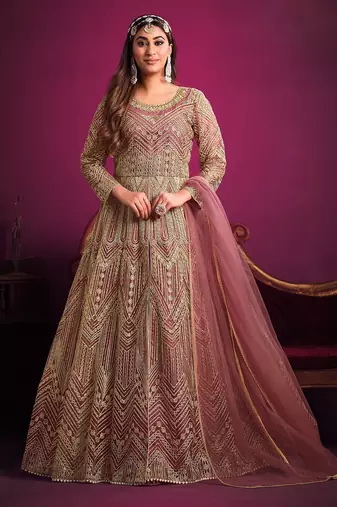 Rose net sequins work semi stitched size up to 42 salwar suits