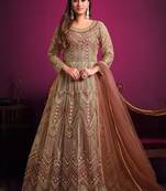 Mauve net sequins work semi stitched size up to 42 salwar suits