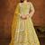 Yellow net thread work semi stitched size up to 42 salwar suits