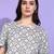 Yash gallery women's cotton geometrical print waist lengtth square neck short sleeves regular fitted top (grey)