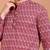 cotton geometrical printed nehru collar full sleeves short kurta (maroon)