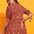  women's cotton floral print waist length drawstring sleeve mandarin collar short kurti (orange)