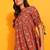  women's cotton floral print waist length drawstring sleeve mandarin collar short kurti (orange)