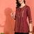  women   s rayon staple gold print a-line short kurti (wine)