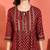  women   s rayon staple gold print a-line short kurti (wine)