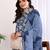  women's printed cotton calf length mandarin collar 3/4th sleeve straight kurta pant and duptta (indigo)