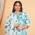  women's cotton floral printed 3/4th sleeve v-neck embroidered work anarkali kurta with dupatta