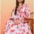  women's cotton floral printed 3/4th sleeve v-neck embroidered work anarkali kurta with dupatta