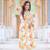Yash gallery women's cotton slub floral print calf length mandarin collar straight kurta with pant (multi)