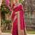 Pink jaquard silk woven zari work traditional saree with unstitch blouse