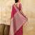 Pink jaquard silk woven zari work traditional saree with unstitch blouse