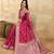 Pink jaquard silk woven zari work traditional saree with unstitch blouse