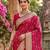 Pink jaquard silk woven zari work traditional saree with unstitch blouse
