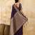 Purple jaquard silk woven zari work traditional saree with unstitch blouse
