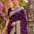 Purple jaquard silk woven zari work traditional saree with unstitch blouse