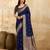 Navyblue jaquard silk woven zari work traditional saree with unstitch blouse