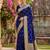 Navyblue jaquard silk woven zari work traditional saree with unstitch blouse
