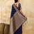 Navyblue jaquard silk woven zari work traditional saree with unstitch blouse