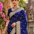 Navyblue jaquard silk woven zari work traditional saree with unstitch blouse