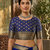 Navyblue jaquard silk woven zari work traditional saree with unstitch blouse