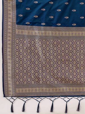 Morpeach jaquard silk woven zari work traditional saree with unstitch blouse 5
