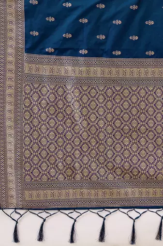 Morpeach jaquard silk woven zari work traditional saree with unstitch blouse
