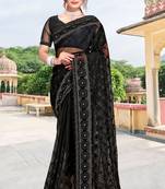 black net saree with sequin embroidery