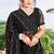 Black sequin zari embroidered net saree sari for women