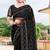 Black sequin zari embroidered net saree sari for women
