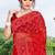 Red sequin zari embroidered net saree sari for women
