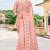 Peach sequin zari embroidered net saree sari for women