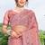 Pink sequin zari embroidered net saree sari for women