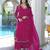 Magenta embroidered modal satin stitched straight cut kurta culottes dupatta readymade suits