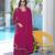 Magenta embroidered modal satin stitched straight cut kurta culottes dupatta readymade suits