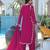 Magenta embroidered modal satin stitched straight cut kurta culottes dupatta readymade suits