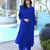 Royal-blue embroidered art silk stitched straight cut kurta pants dupatta readymade suits