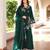 Dark-green embroidered art silk stitched straight cut kurta culottes dupatta readymade suits