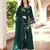 Dark-green embroidered art silk stitched straight cut kurta culottes dupatta readymade suits