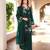Dark-green embroidered art silk stitched straight cut kurta culottes dupatta readymade suits