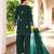Dark-green embroidered art silk stitched straight cut kurta culottes dupatta readymade suits