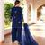 Navy-blue embroidered art silk stitched straight cut kurta culottes dupatta readymade suits