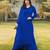 Royal-blue embroidered art silk stitched straight cut kurta palazzo dupatta readymade suits