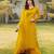 Yellow embroidered art silk stitched straight cut kurta palazzo dupatta readymade suits