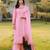 Light-pink embroidered art silk stitched straight cut kurta palazzo dupatta readymade suits