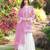 Light-pink hand embroidery modal satin stitched straight cut kurta kalidar palazzo dupatta readymade suits
