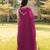 Magenta embroidered art silk stitched a line kurta palazzo dupatta readymade suits