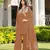 Light-brown embroidered viscose georgette stitched straight cut kurta culottes dupatta readymade suits