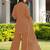 Light-brown embroidered viscose georgette stitched straight cut kurta culottes dupatta readymade suits