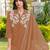 Light-brown embroidered viscose georgette stitched straight cut kurta culottes dupatta readymade suits