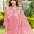 Light-pink embroidered viscose georgette stitched straight cut kurta culottes dupatta readymade suits